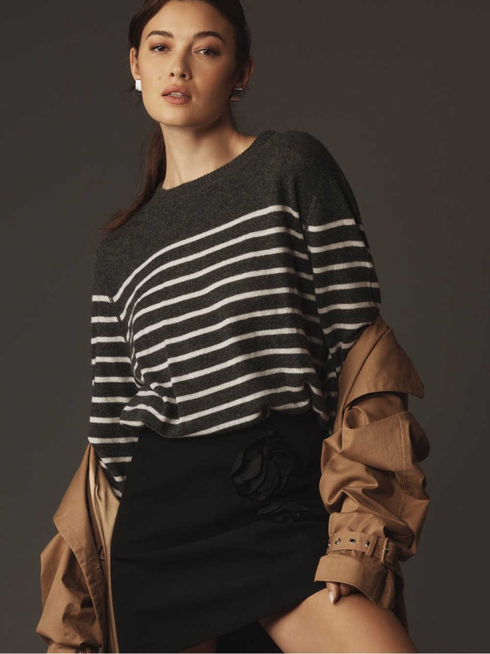 Reformation Boyfriend Sweater in Gray Stripe (S)